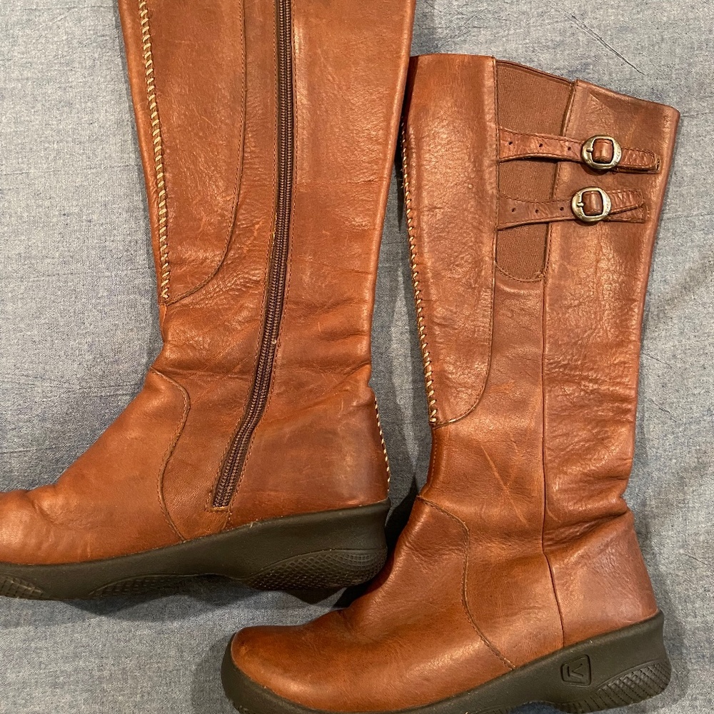 Tall brown Keen boots